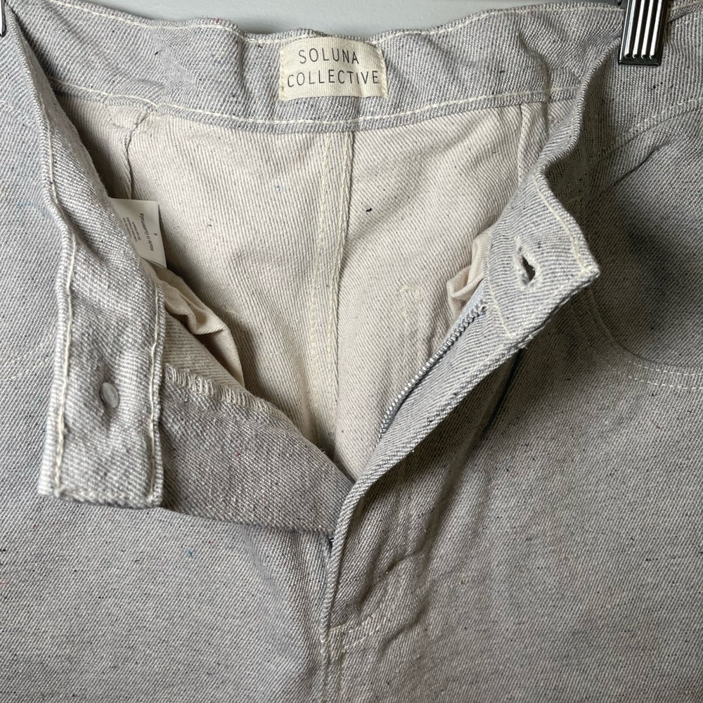 Soluna Collective Denim Pants Grey Adjustable Size 6 Upcycled Cotton Relaxed Fit - Picture 6 of 13